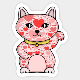 Lucky Cat Full of Hearts Sticker